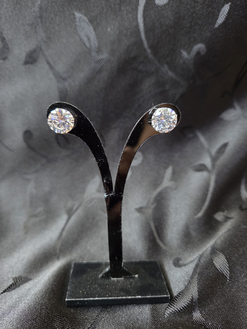 Solid 14k White Gold Cubic Zirconia Stud Post Earrings 10mm 3.21g
